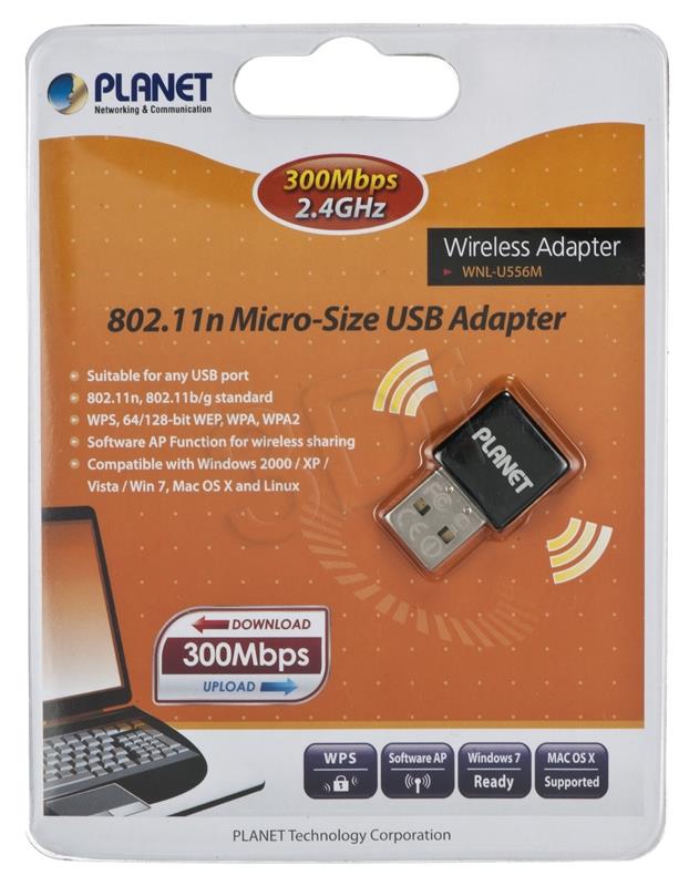 Беспроводной USB-адаптер, Planet, WNL-U556M, 300М